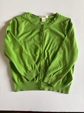 august silk Bright Green Button-Front Crewneck Cardigan